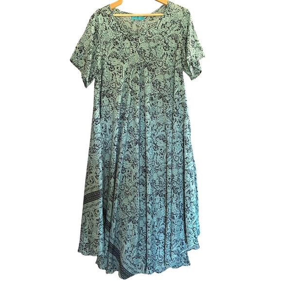Rainbow Hawaii Inc Dress Silk Blend Patterned Hawaiian Caftan Oversized Vacation - Picture 1 of 10